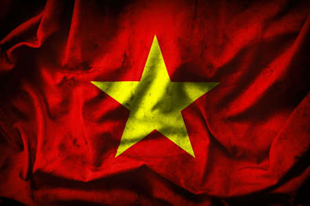 Grunge Vietnam Flag -- vintage background - close upの写真素材