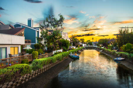 Houses on the Venice Beach Canals in California. USAの写真素材