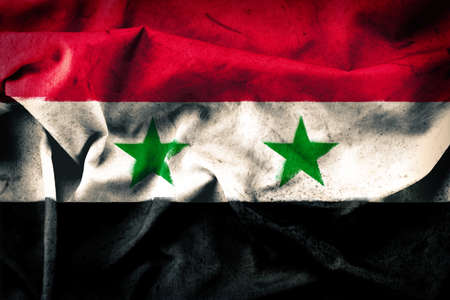 Grunge style of Syria flag - waving fabric backgroundの写真素材