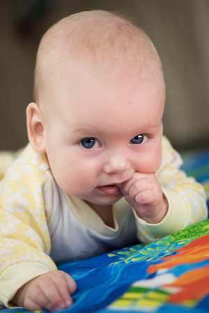 cute dreamly little baby girl portraitの写真素材