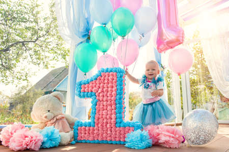 year-old girl - happy birthdayの写真素材