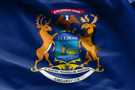 Fabric texture of the Michigan Flag - Flags from the USAの写真素材