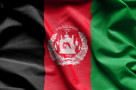 Colorful, closeup, wavy flag of Afghanistanの写真素材