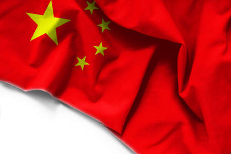 Fabric Flag of China on white backgroundの写真素材