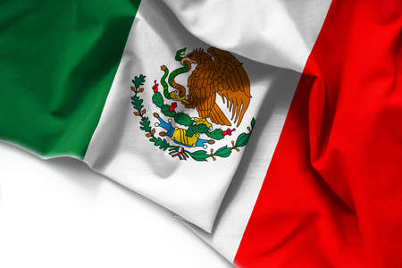 Fabric Flag of Mexico on white backgroundの写真素材