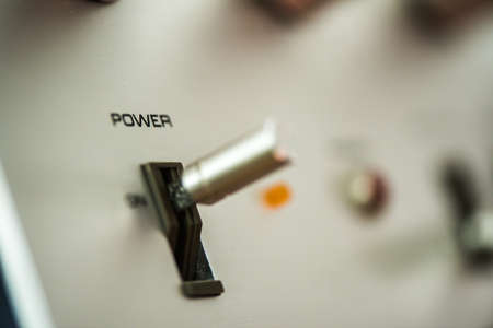 power control knob of vintage hi-fi amplifierの写真素材