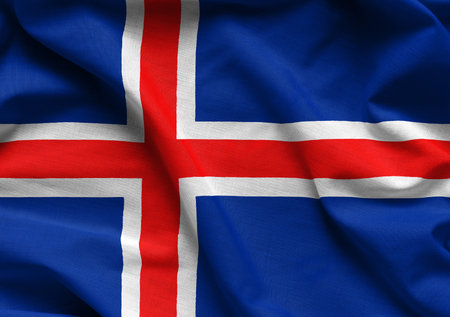 Iceland waving flagの写真素材