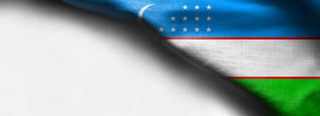 Flag of Uzbekistan on white backgroundの写真素材