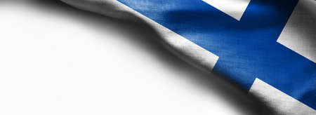 Finland Flag on white background - right top corner flagの写真素材