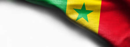 Senegal waving flag on white backgroundの写真素材