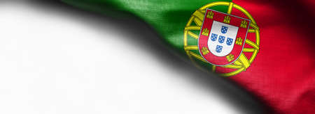 Portugal waving flag on white backgroundの写真素材