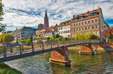 Traditional colorful houses in La Petite France, Strasbourg, Franceの写真素材