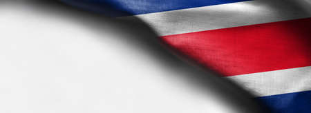 Costa Rica Waving Flag on white background - right top cornerの写真素材