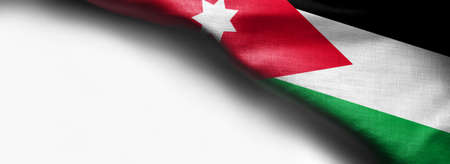 Waving flag of Jordan on white background - right top corner flagの写真素材