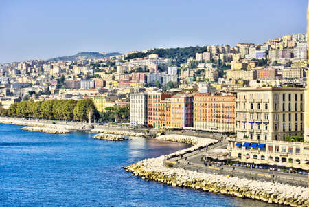 Napoli Naples and mount Vesuvius in the background in a autumn day, Italy, Campania ,Europeの写真素材
