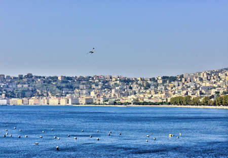 Napoli Naples and mount Vesuvius in the background in a autumn day, Italy, Campania ,Europeの写真素材
