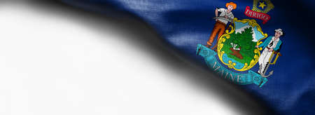 Fabric texture of the Maine flag on white background.の写真素材