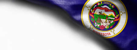 Fabric texture of the Minnesota flag on white background.の写真素材
