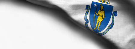 Fabric texture of the Massachusetts flag on white background.の写真素材