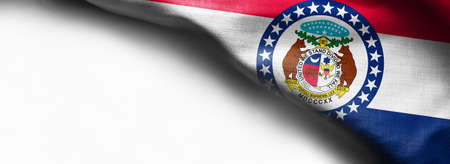 Fabric texture of the Missouri flag on white background.の写真素材