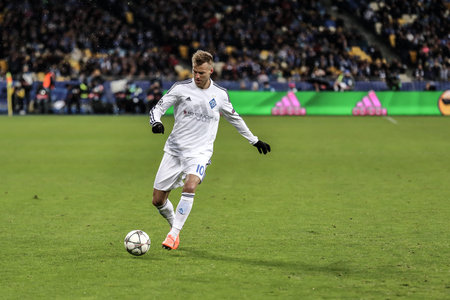 KYIV, UKRAINE - FEBRUARY 24, 2016: UEFA Championes League game with Dynamo Kyiv and  Manchester City...
