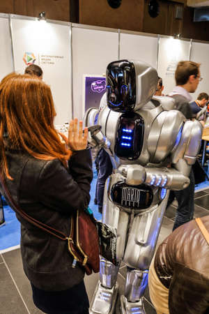 KYIV, UKRAINE - FEBRUARY 24, 2016: Innovation and tehnologies of robotics and artificial intelligenceのeditorial素材