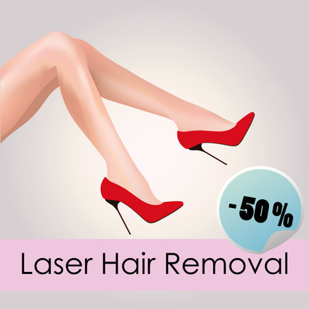 Pair of beautiful feet in shoes. Slender legs in bright red shoes with high heels.のイラスト素材