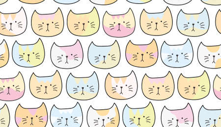 Pattern of pretty cat muzzles. Very cute Catsのイラスト素材