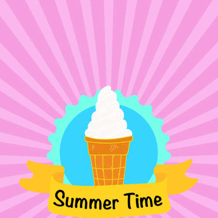 Summer Ice Cream Poster. Illustration. With place for your text .のイラスト素材
