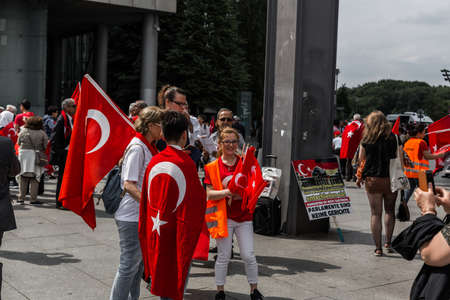 Berlin, Germany - May 28, 2016: Turkish groups protest vote on Armenian genocide resolution. On Potsdamer platzのeditorial素材