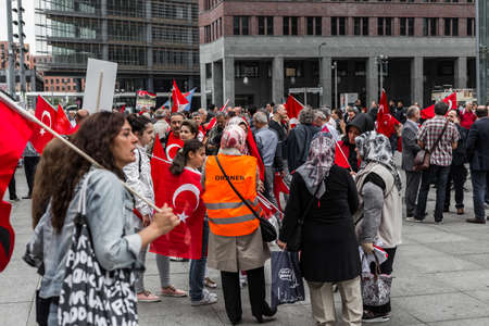 Berlin, Germany - May 28, 2016: Turkish groups protest vote on Armenian genocide resolution. On Potsdamer platzのeditorial素材