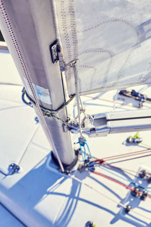 Cunningham system suitable for use on yachts from dinghies right through to small keel boats.の写真素材
