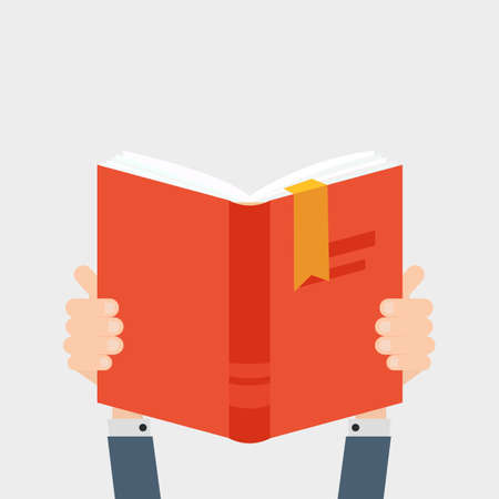 Hands with book. Knowledge, education flat concept. Vector illustrationのイラスト素材