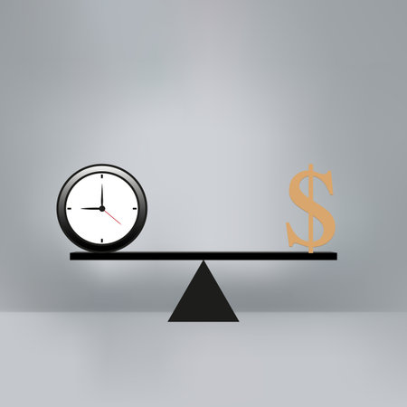 Money and time balance on the scale. Business Concept