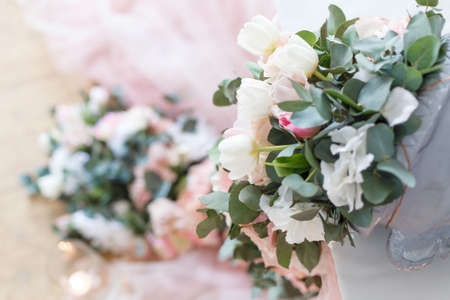 Flowers. Decoration of wedding table in ivory colorsの写真素材