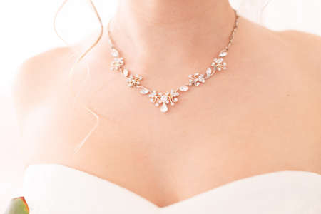 Decoration on the brides neck in high light styleの写真素材