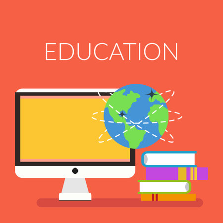 Vector flat design study concept icons. Icons for world education or online education, online learning and learn to think.のイラスト素材