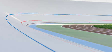Professional beautiful cycle track. Velodrome of white color.の写真素材