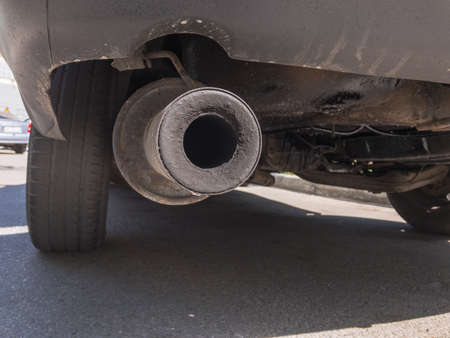 Dirty exhaust system of the very old carの写真素材