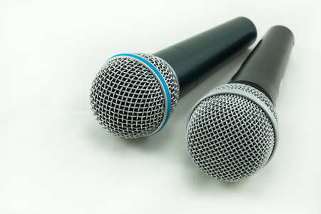 Microphone on white backgroundの写真素材