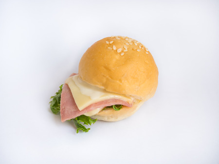 Cheeseburger on white backgroundの写真素材