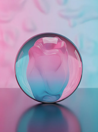 Abstract pastel orb with fluid gradient shapes symbolizing digital flow and harmony.の素材