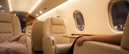 luxury jet cabin with passenger armrestの素材