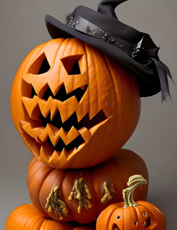 spooky pumpkins for halloweenの素材