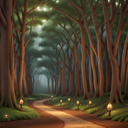 fairy tale forest with a pathの素材
