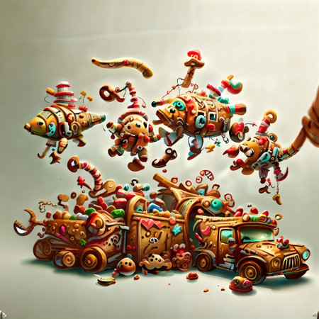 abstract image of gingerbread toysの素材
