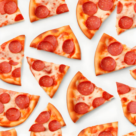 slices of pizza with pepperoniの素材
