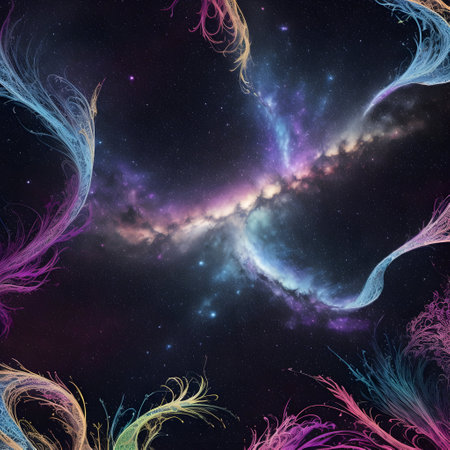 cosmic and floral colorful backgroundの素材