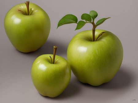 still life of green and red applesの素材