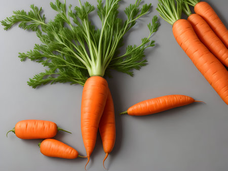 3d carrots on a gray backgroundの素材